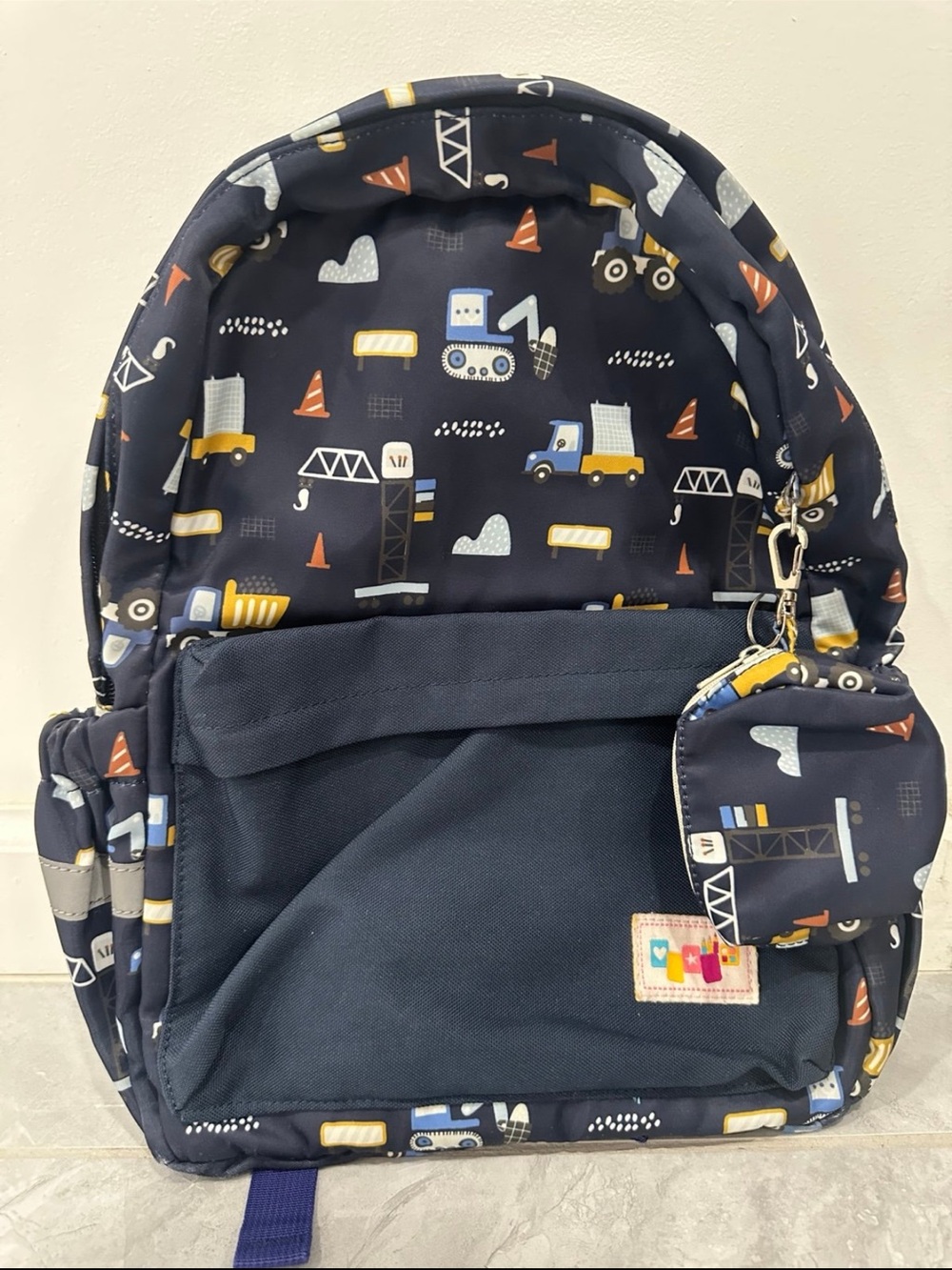 Kids Construction Print Backpack - Navy